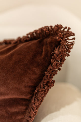Velvet Square Cushion, Chocolate