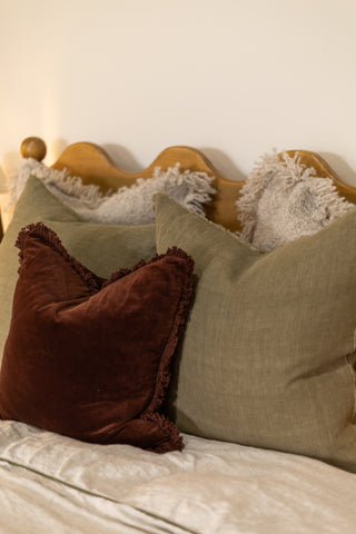 Velvet Square Cushion, Chocolate