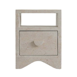 Sable Bedside Table - Natural White Stone