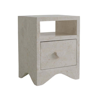 Sable Bedside Table - Natural White Stone