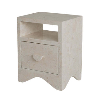 Sable Bedside Table - Natural White Stone