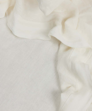 Linen Flat Sheet with Border - Ivory