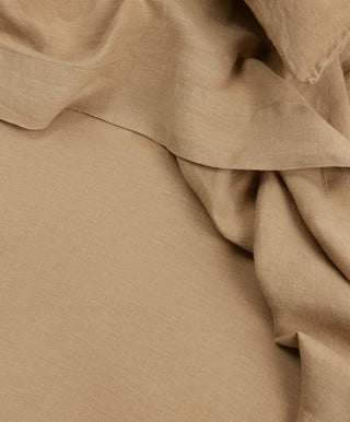 Linen Flat Sheet with Border - Sand