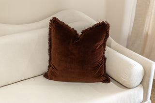 Velvet Square Cushion, Chocolate