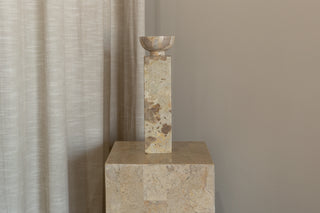 Opus Large Marble Candle Holder, Nougat