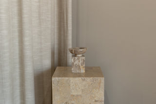 Opus Small Marble Candle Holder, Nougat