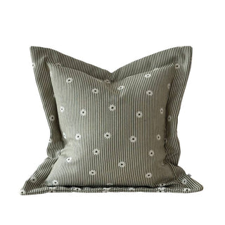 Daisy Sage and Cream Stripe Cushion