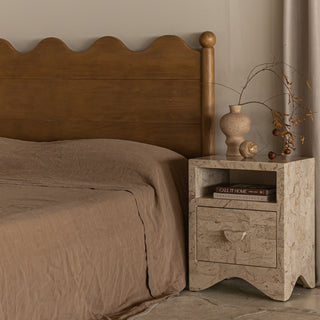 Sable Bedside Table - Cream Stone