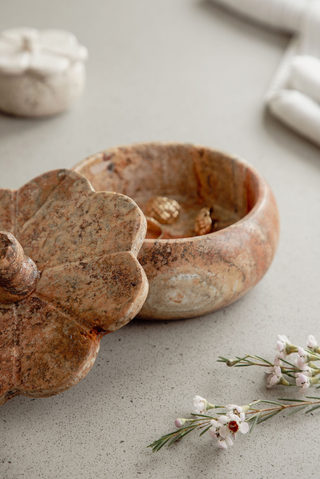 Rust Travertine Trinket Box | Small