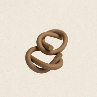 Hand-rolled Ceramic Knot Napkin Rings, Brownstone