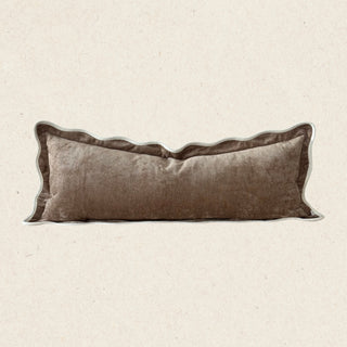 Chloe Coffee Scalloped Edge Bolster Cushion Cover