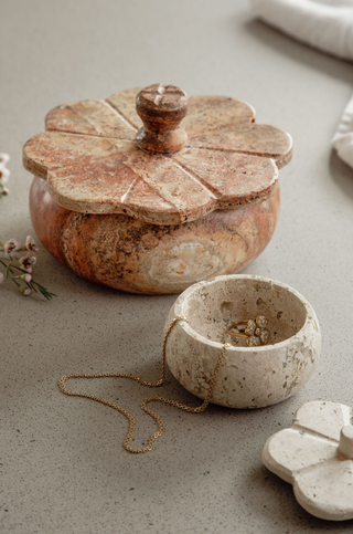 Rust Travertine Trinket Box | Small