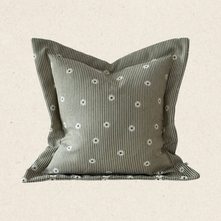 Daisy Sage and Cream Stripe Cushion