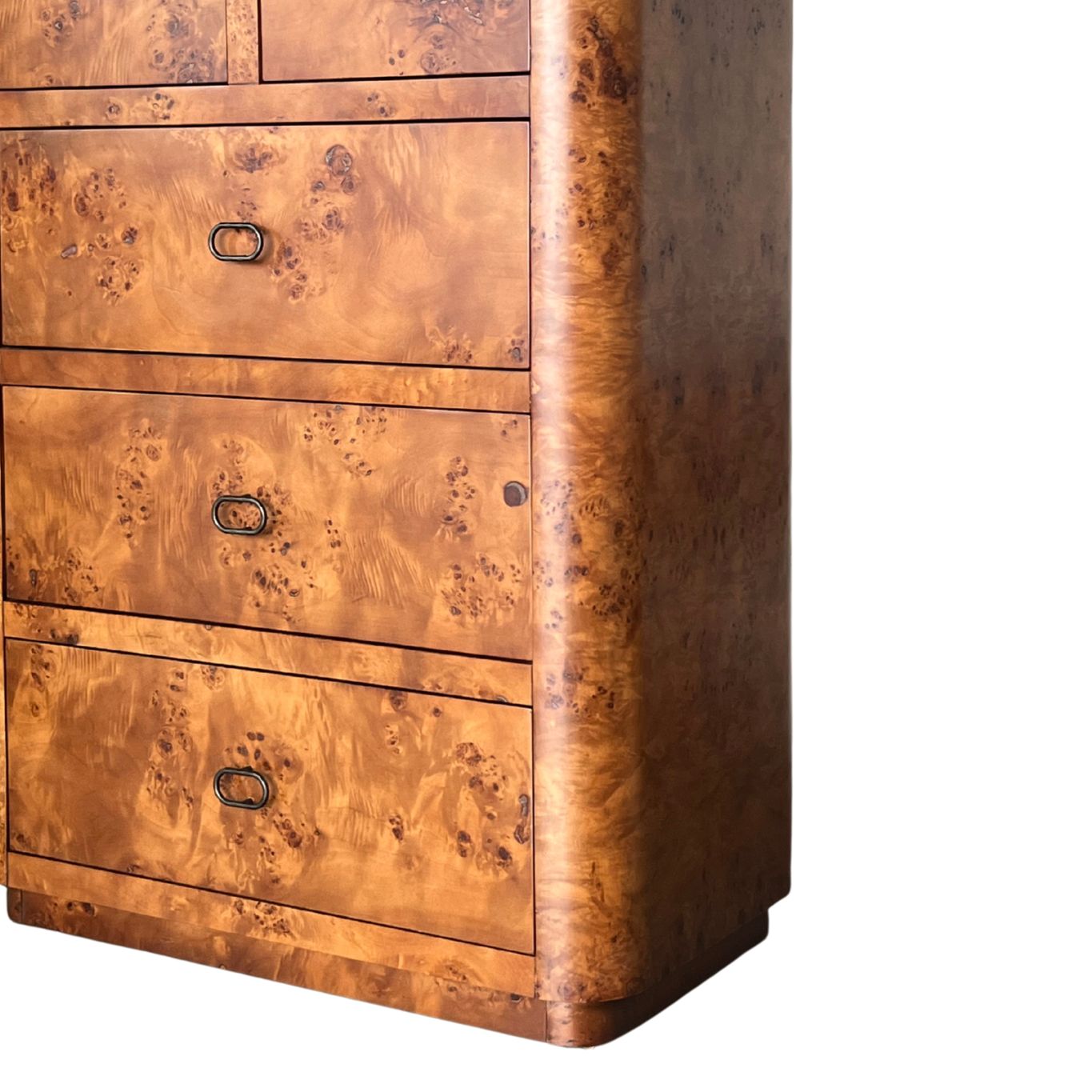 burl wood dresser En Gold | Artisanal Drawer Storage | Zephyr Tall Dresser | Cognac Burl