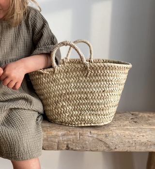 Mini French Market Basket Bag