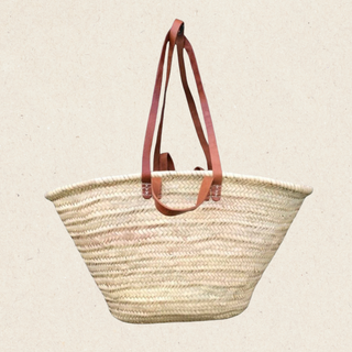 Handwoven French Basket Straw Tote Bag | Beach Bag