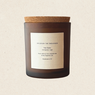 Palo Santo, Sweetgrass + Sage Handcrafted Scented Soy Candle | Amber Jar