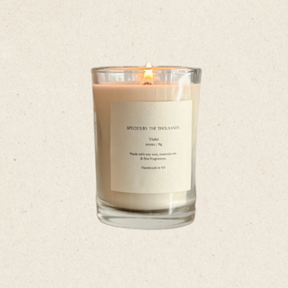 Violet, Smoke + Fig Handcrafted Scented Soy Candle | Clear Jar