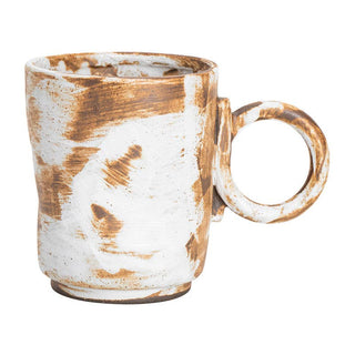 Handmade Stoneware Espresso Cup, White/Brown