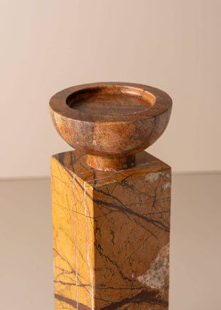 Opus Large Marble Candle Holder, Nougat