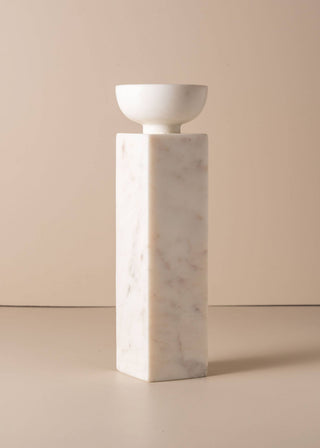 Opus Large Marble Candle Holder, Nougat