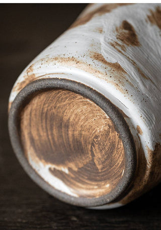 Handmade Stoneware Espresso Cup, White/Brown