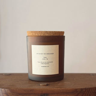 Violet, Smoke + Fig Handcrafted Scented Soy Candle | Clear Jar