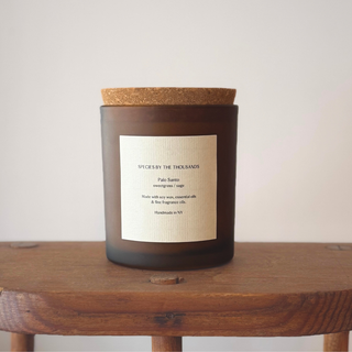 Palo Santo, Sweetgrass + Sage Handcrafted Scented Soy Candle | Amber Jar
