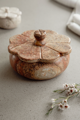 Rust Travertine Trinket Box | Small