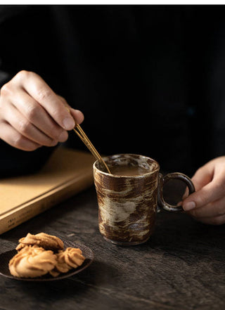 Handmade Stoneware Mug, Green/Brown