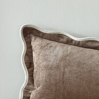 Chloe Coffee Scalloped Edge Bolster Cushion Cover