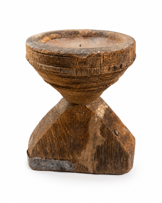 Antique Indian Wooden Seeder Candle Holder