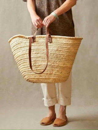 Handwoven French Basket Straw Tote Bag | Beach Bag