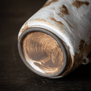 Handmade Stoneware Espresso Cup, White/Brown
