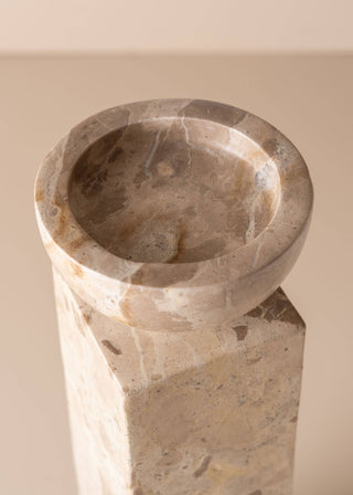 Opus Large Marble Candle Holder, Nougat