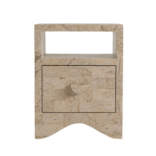 Sable Bedside Table - Cream Stone