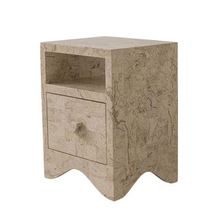 Sable Bedside Table - Cream Stone