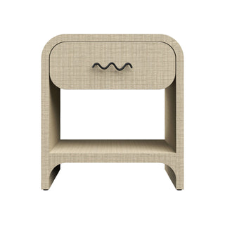 Bruno Bedside Table, Raffia, Front View