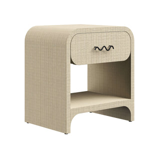 Bruno Bedside Table, Raffia, Side View