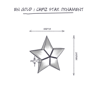 Capiz Star Ornament Without Ring dimensions