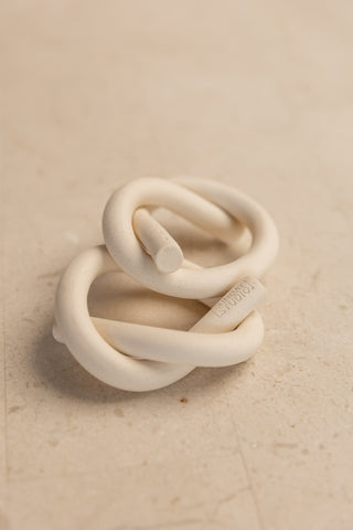 Hand-rolled Ceramic Knot Napkin Rings, Marshmallow