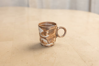 Handmade Stoneware Espresso Cup, White/Brown