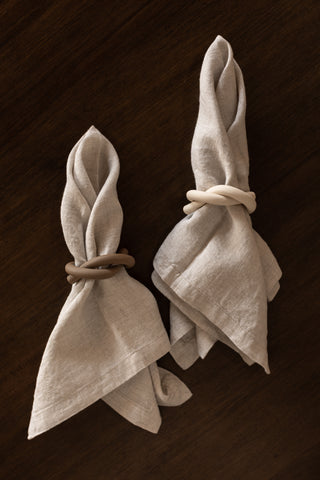 Hand-rolled Ceramic Knot Napkin Rings, Marshmallow