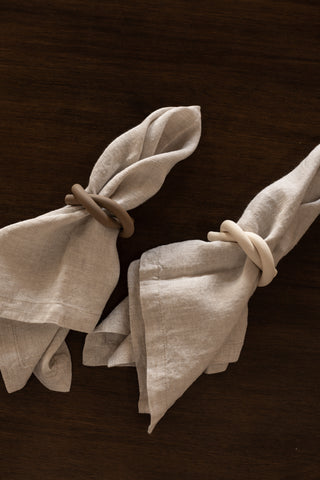 Hand-rolled Ceramic Knot Napkin Rings, Marshmallow