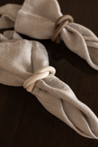 Hand-rolled Ceramic Knot Napkin Rings, Marshmallow