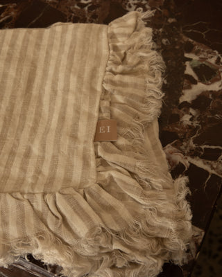 Natural Beige Stripe Ruffle Linen Napkins