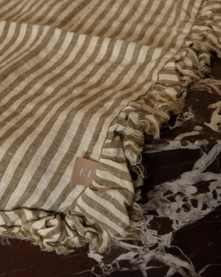 Olive Stripe Ruffle Linen Napkins