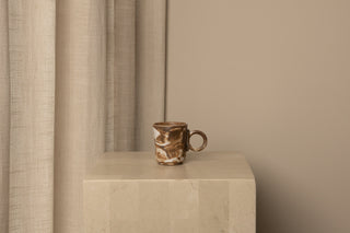 Handmade Stoneware Espresso Cup, White/Brown