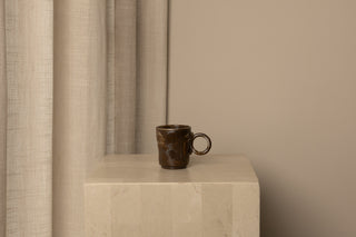 Handmade Stoneware Espresso Cup, Green/Brown