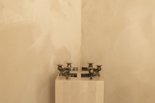 Danish Silver Rounded Candle Holder Pair